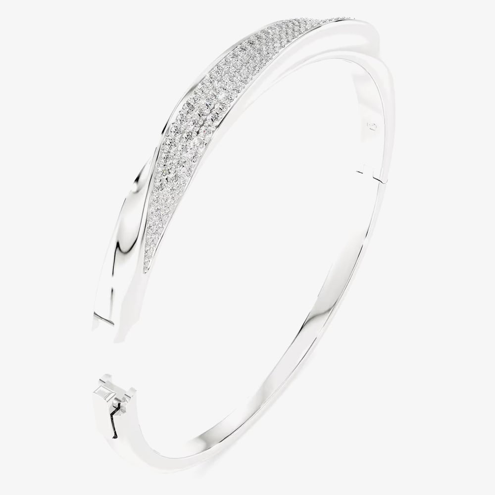 Swarovski Classica Sterling Silver Round Cut Twist Bangle 5764808