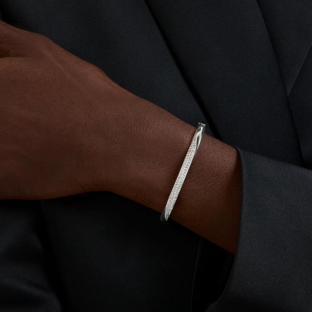 Swarovski Classica Sterling Silver Round Cut Twist Bangle 5764808