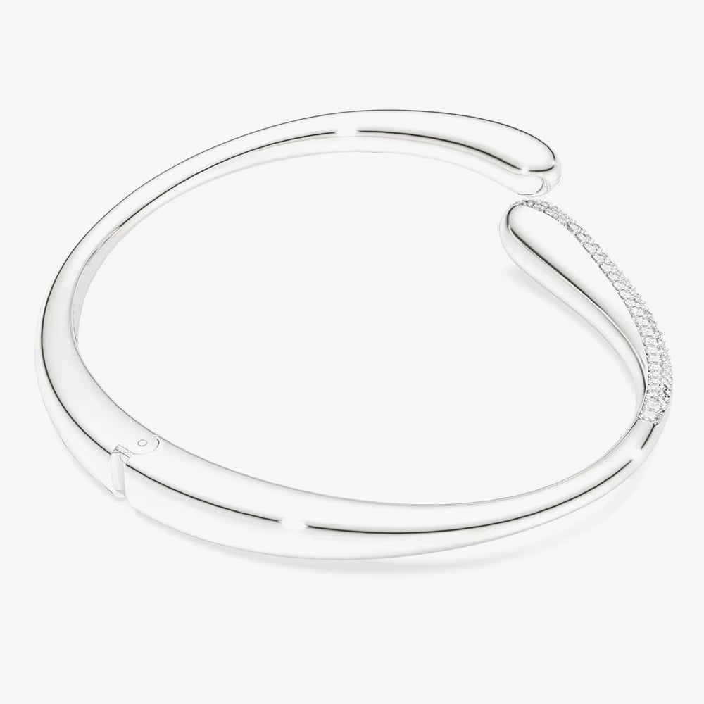 Swarovski Classical Sterling Silver Round Cut Open Bangle 5740348