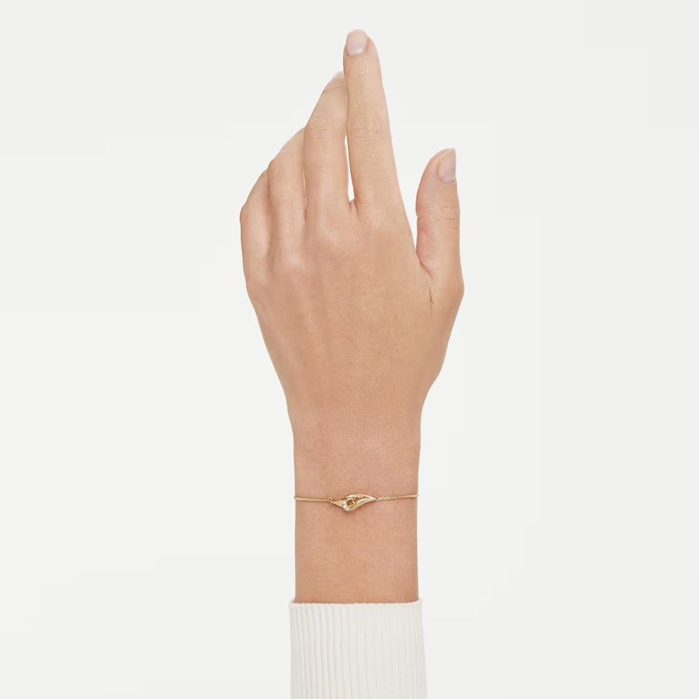 Swarovski Classical 18ct Yellow Gold Plated Round Cut Interlocking Bracelet 5746008