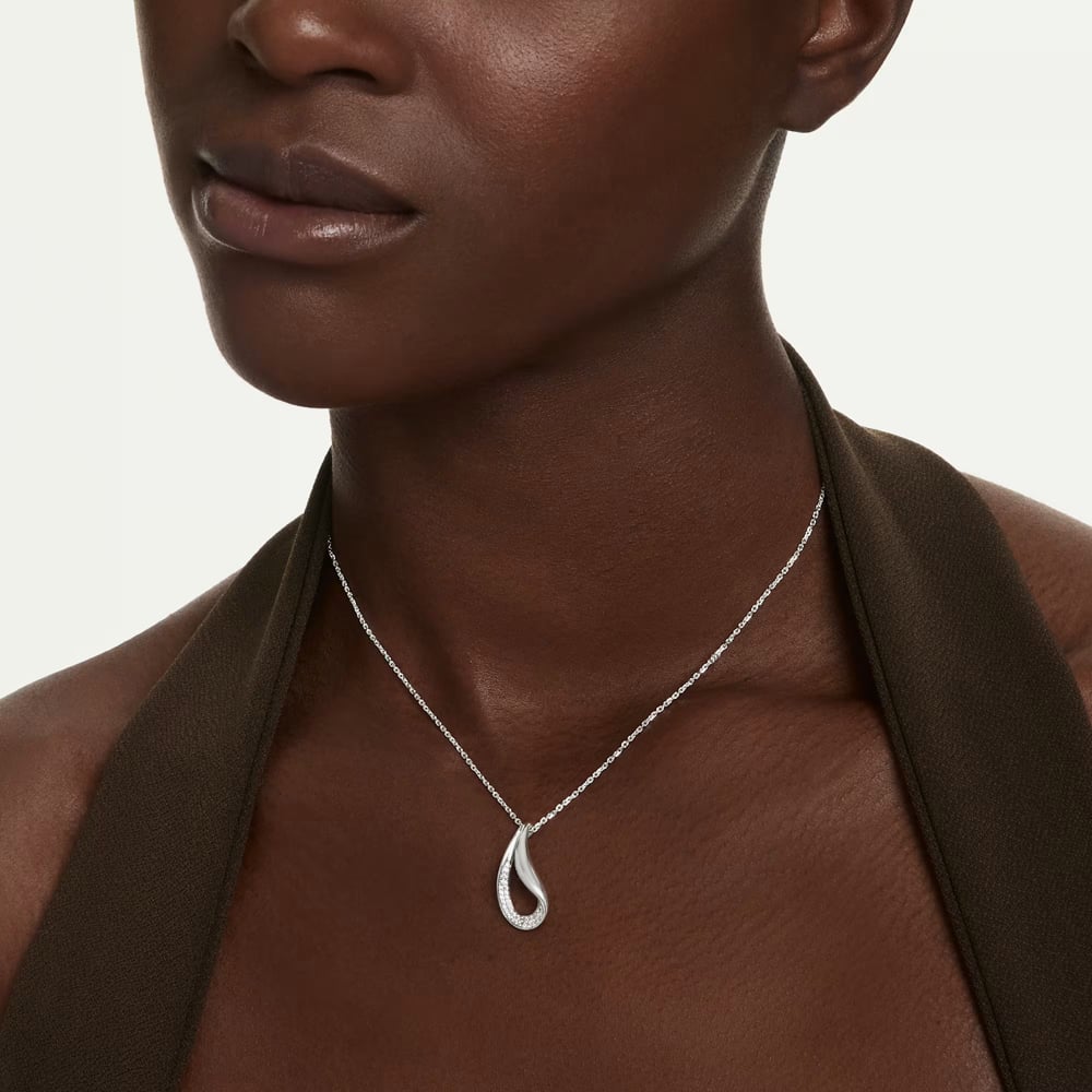 Swarovski Classica Sterling Silver Twisted Teardrop Pendant 5740344