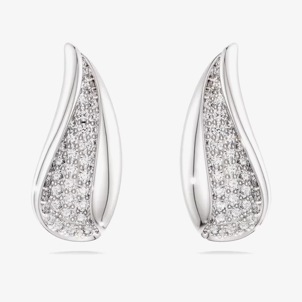 Swarovski Classica Sterling Silver Twisted Teardrop Stud Earrings 5745016