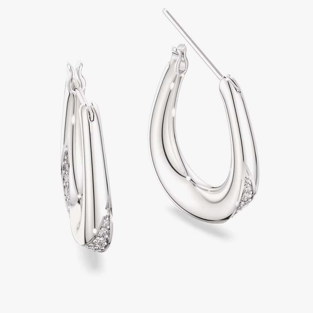 Swarovski Classica Sterling Silver Twisted Teardrop Hoop Earrings 5743474