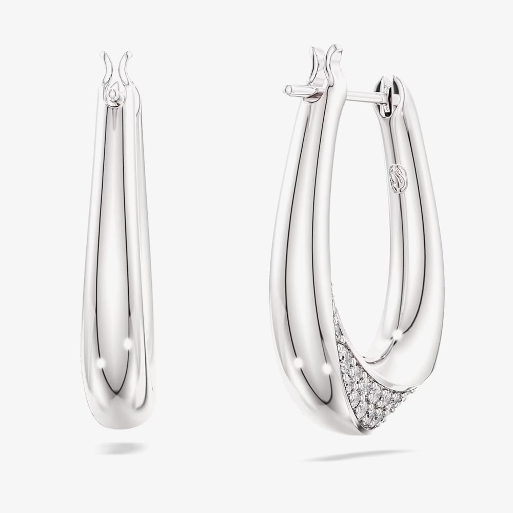 Swarovski Classica Sterling Silver Twisted Teardrop Hoop Earrings 5743474