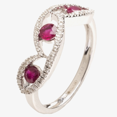 Product photograph of 18ct White Gold Diamond And Ruby Fancy Ring 18dr381-r-w from The Jewel Hut
