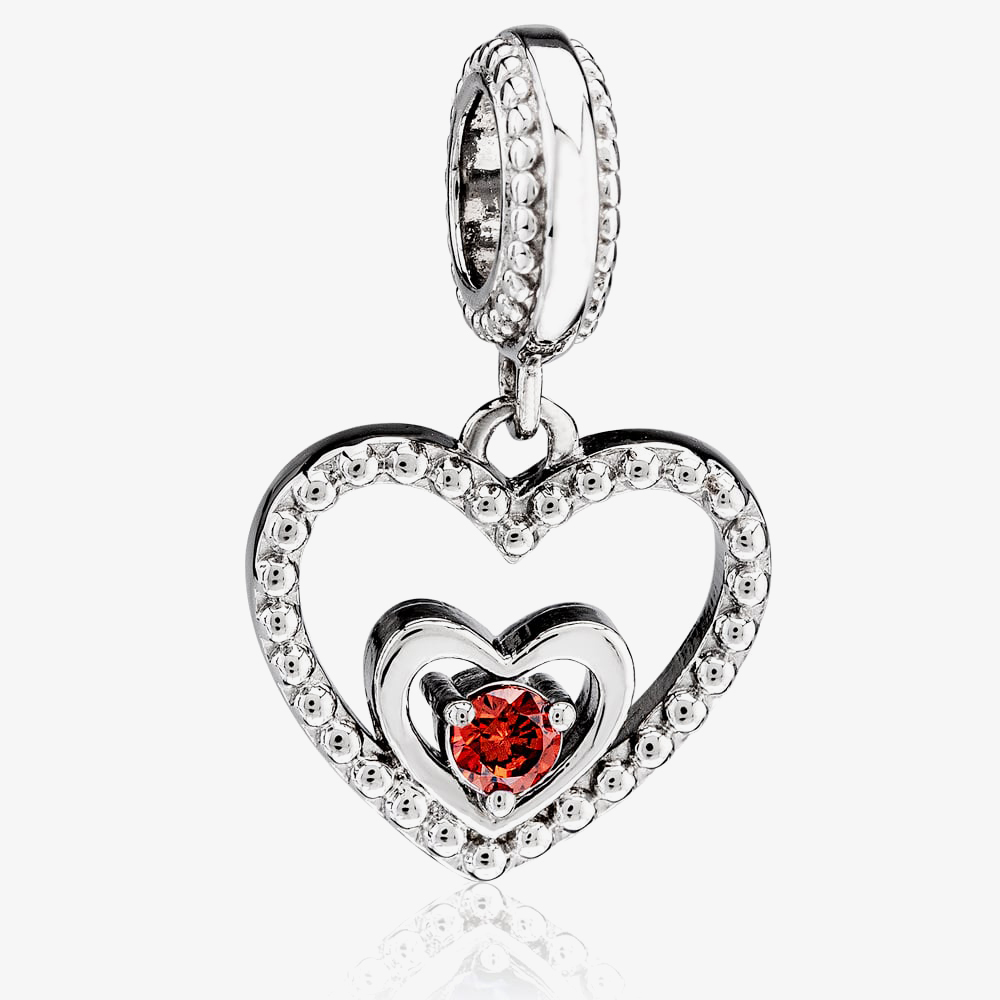Rosa Lea July Birthstone Heart Dangle Charm AM-2THB004204-Red