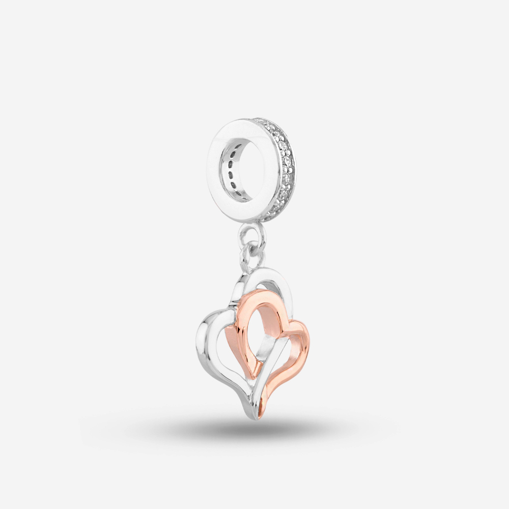 Rosa Lea Double Heart Dangle Charm AM-2THB031206