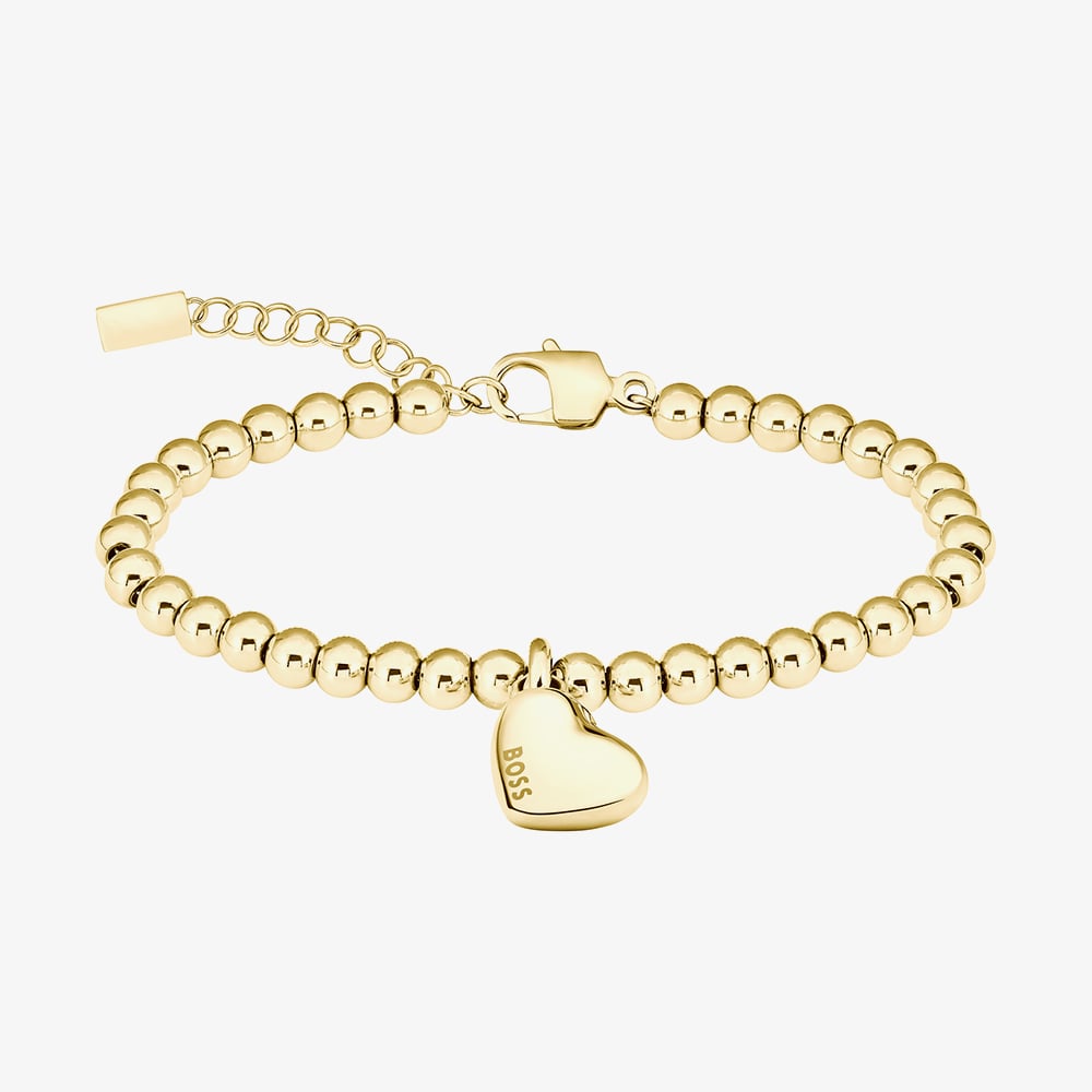 BOSS Beaded Gold Tone Honey Heart Bracelet 1580643
