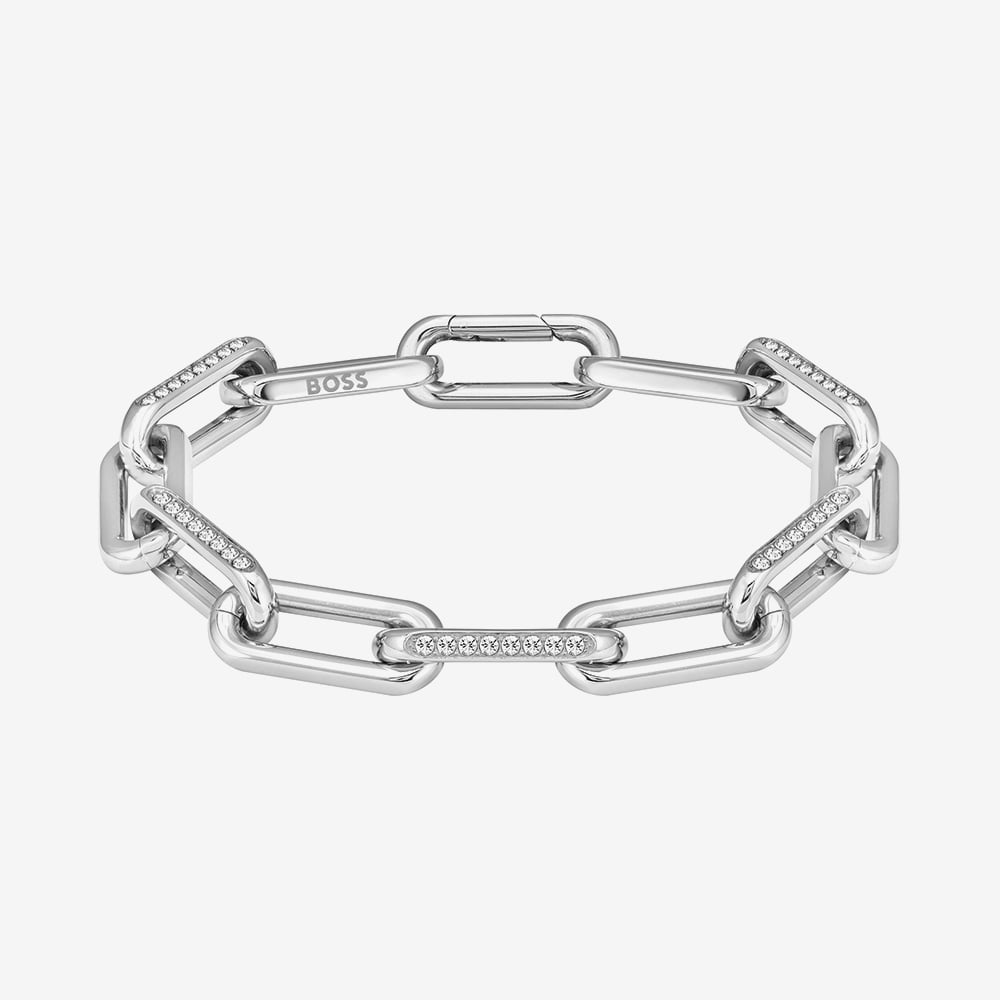 Click to view product details and reviews for Boss Halia Silver Tone Crystal Paper Link Chain Bracelet 1580599. Click to view product details and reviews for Boss Halia Silver Tone Crystal Paper Link Chain Bracelet 1580599.