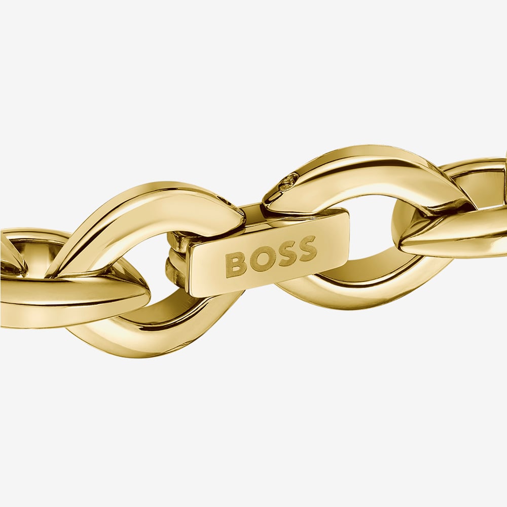 BOSS Fiora Gold Tone Oval Link Chain Bracelet 1580811
