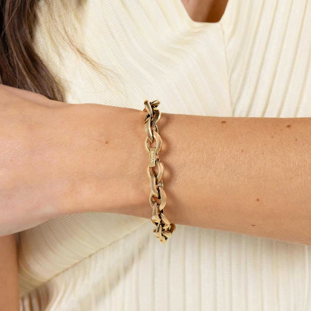 BOSS Fiora Gold Tone Oval Link Chain Bracelet 1580811