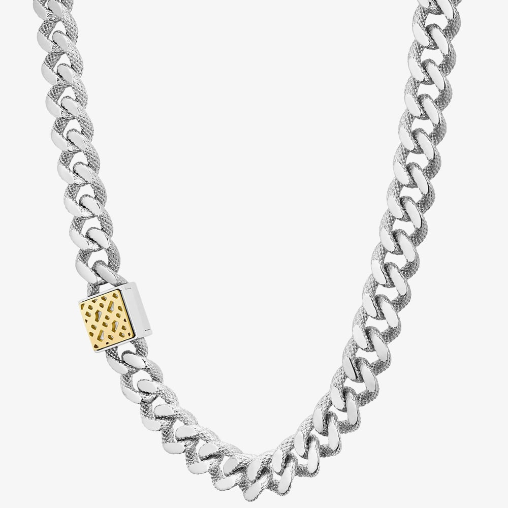 BOSS Caly Stainless-Steel Square Monogram Curb Necklace 1580396