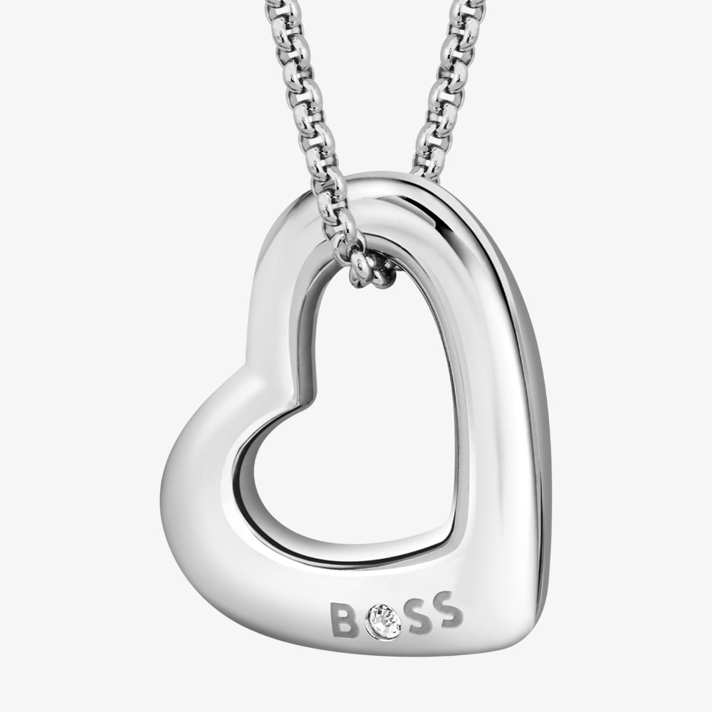 BOSS Ladies Honey Boundless Silver Open Heart Necklace 1580721