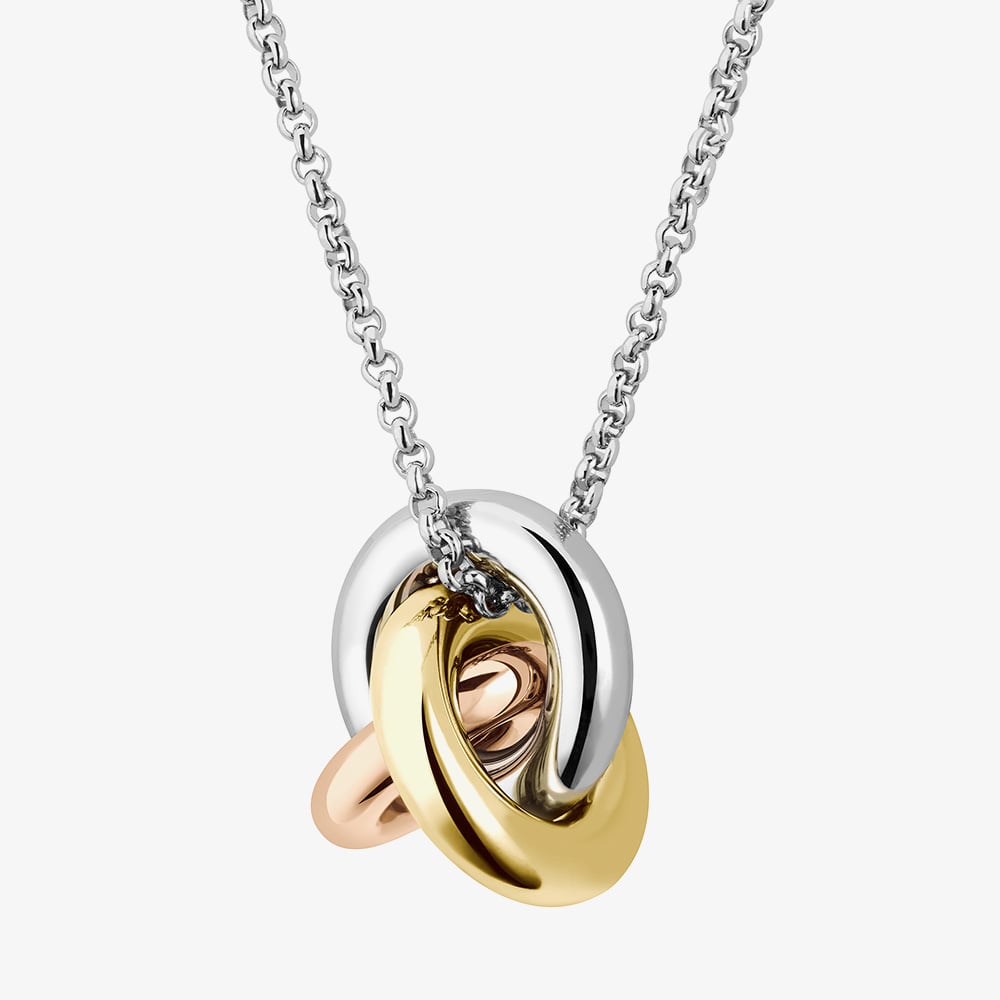 BOSS Harmonie Three Colour Circle Link Pendant Necklace 1580771