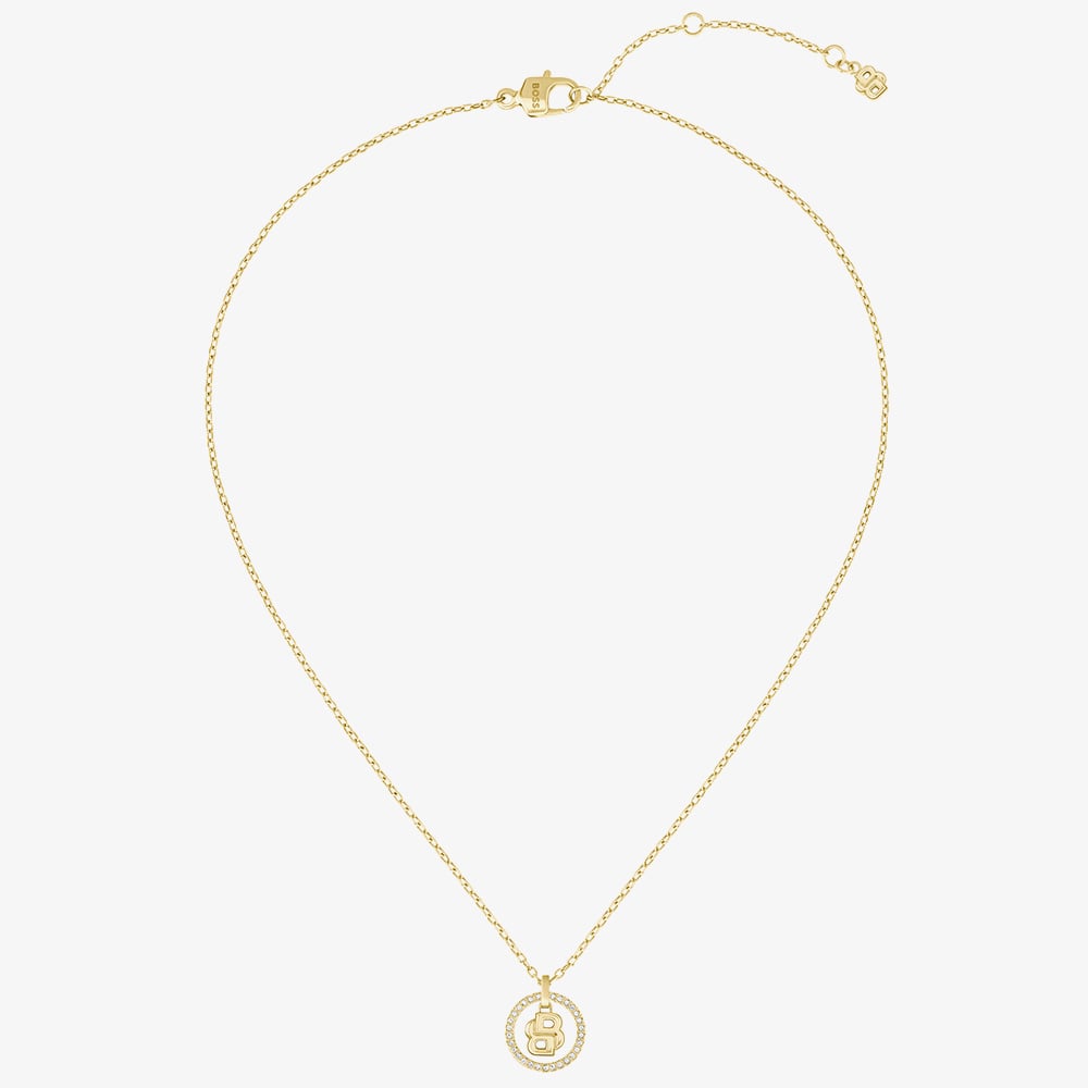 BOSS Double B Divine Gold Tone Pendant Necklace 1580837