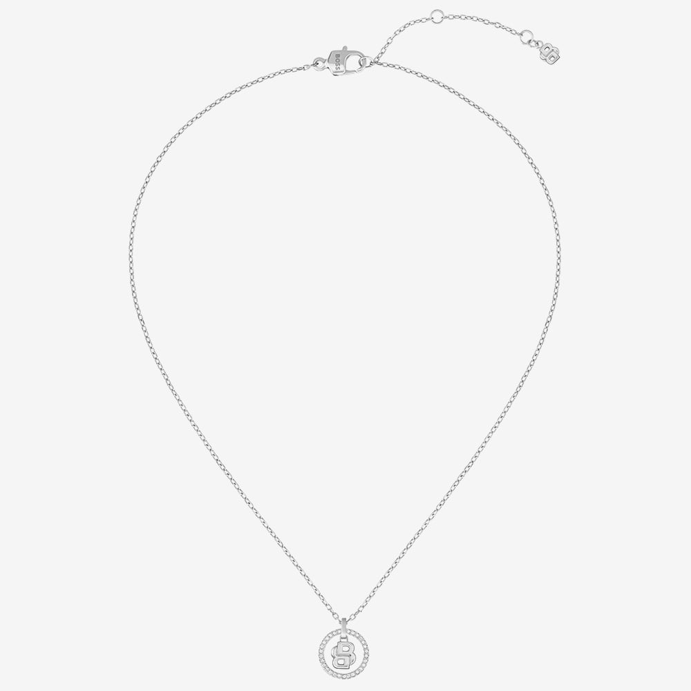 BOSS Double B Divine Silver Tone Pendant Necklace 1580836