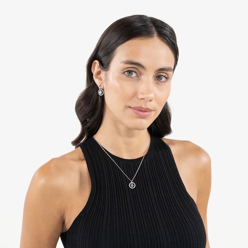 BOSS Double B Divine Silver Tone Pendant Necklace 1580836