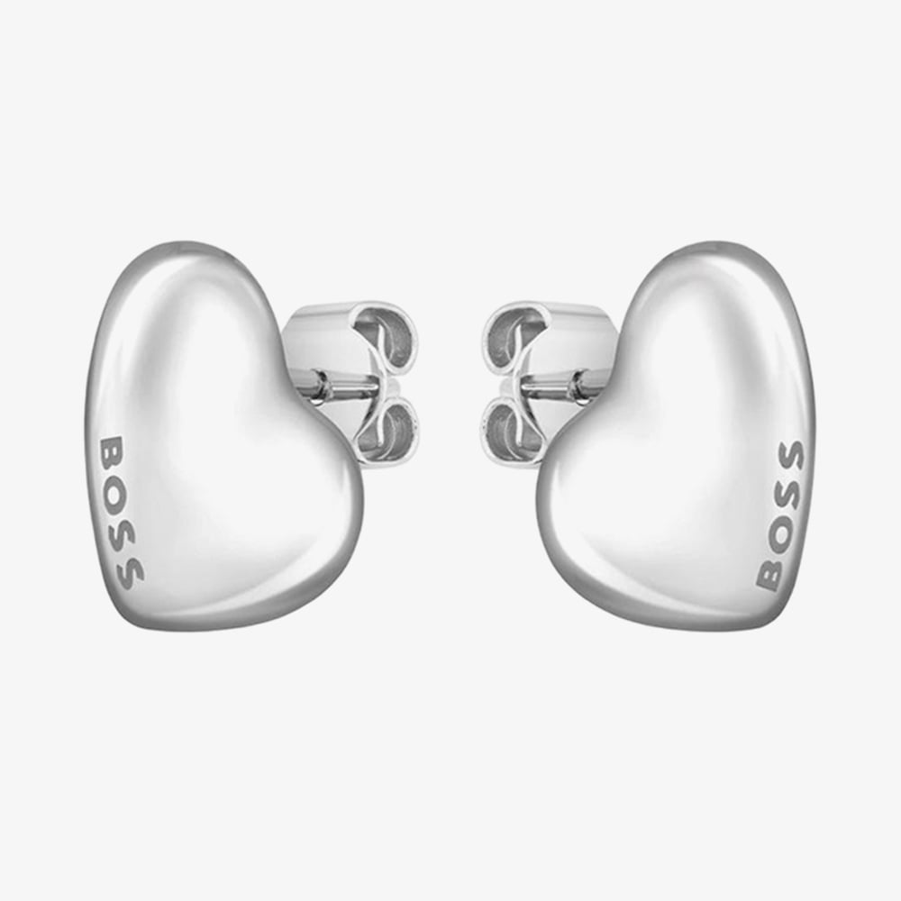 Product photograph of Boss Honey Silver Heart Stud Earrings 1580563 from The Jewel Hut