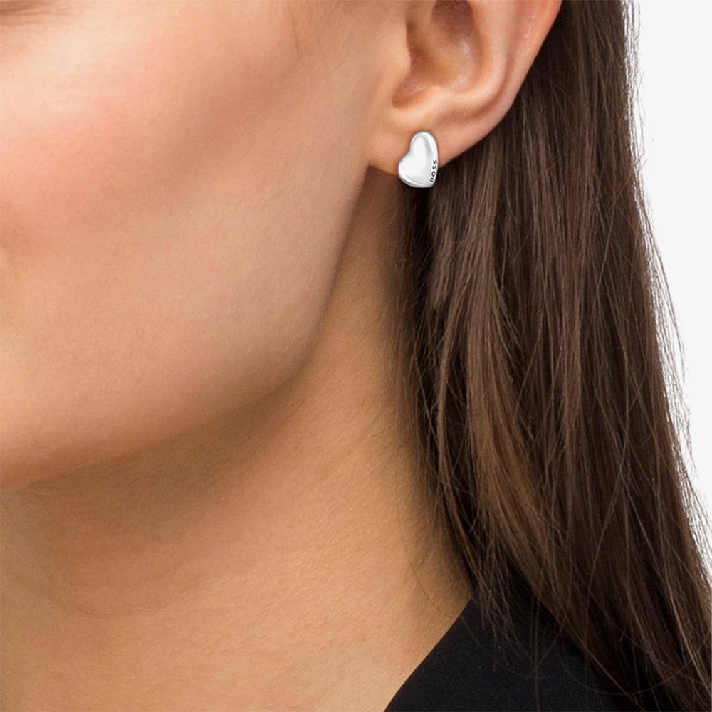 BOSS Honey Silver Heart Stud Earrings 1580563