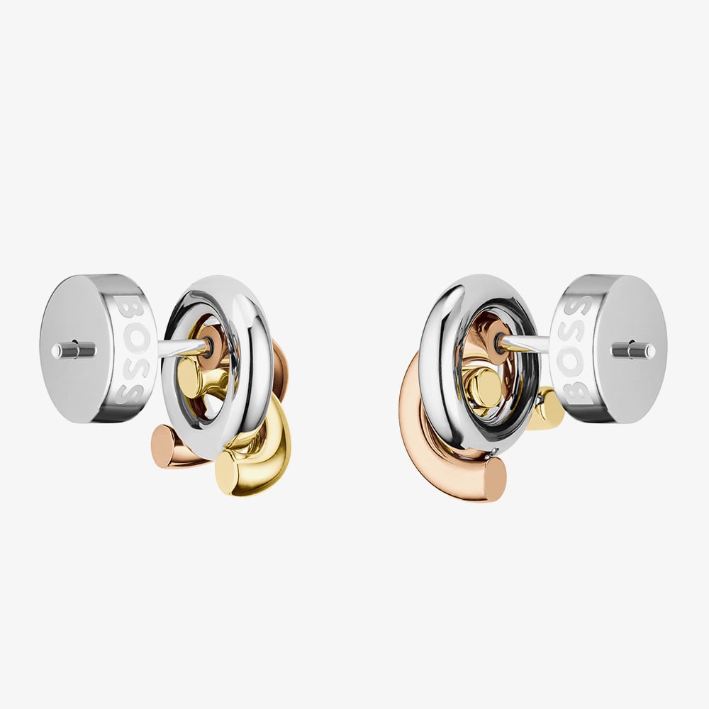 BOSS Harmonie Three Colour Cross Link Stud Earrings 1580773