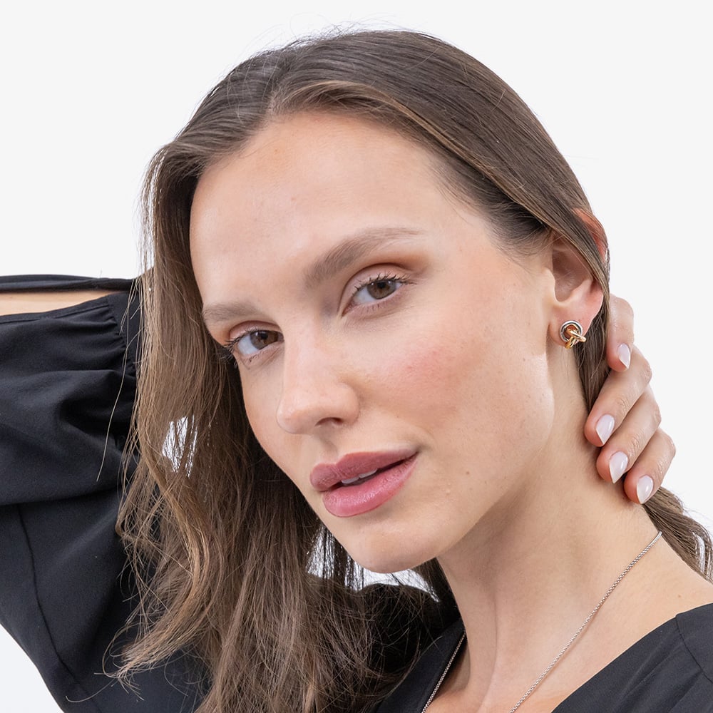 BOSS Harmonie Three Colour Cross Link Stud Earrings 1580773