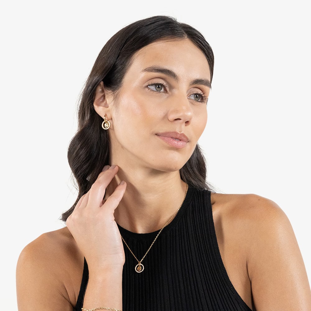 BOSS Double B Divine Gold Tone Drop Huggie Hoop Earrings 1580821