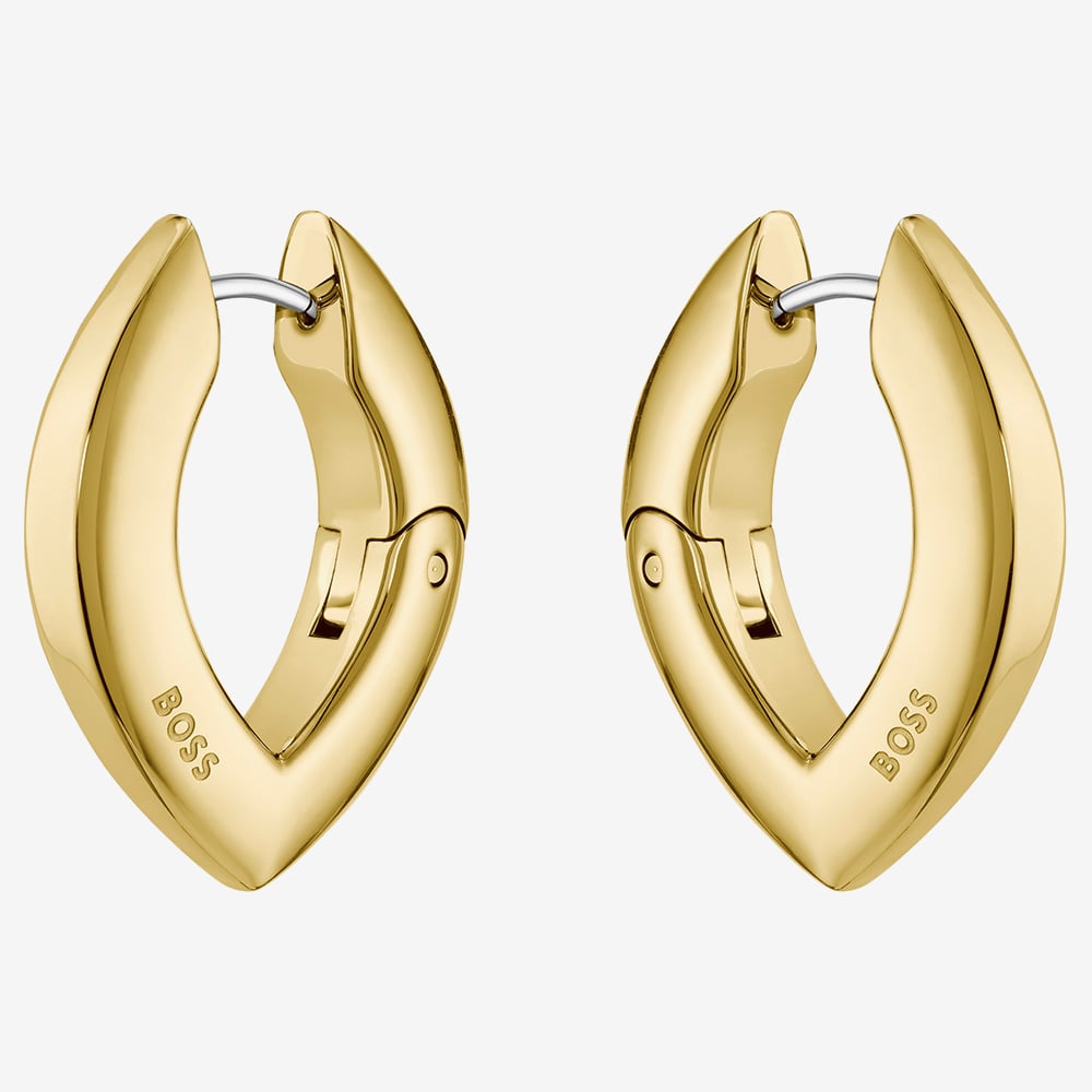 BOSS Fiora Gold Tone Oval Hoop Earrings 1580823