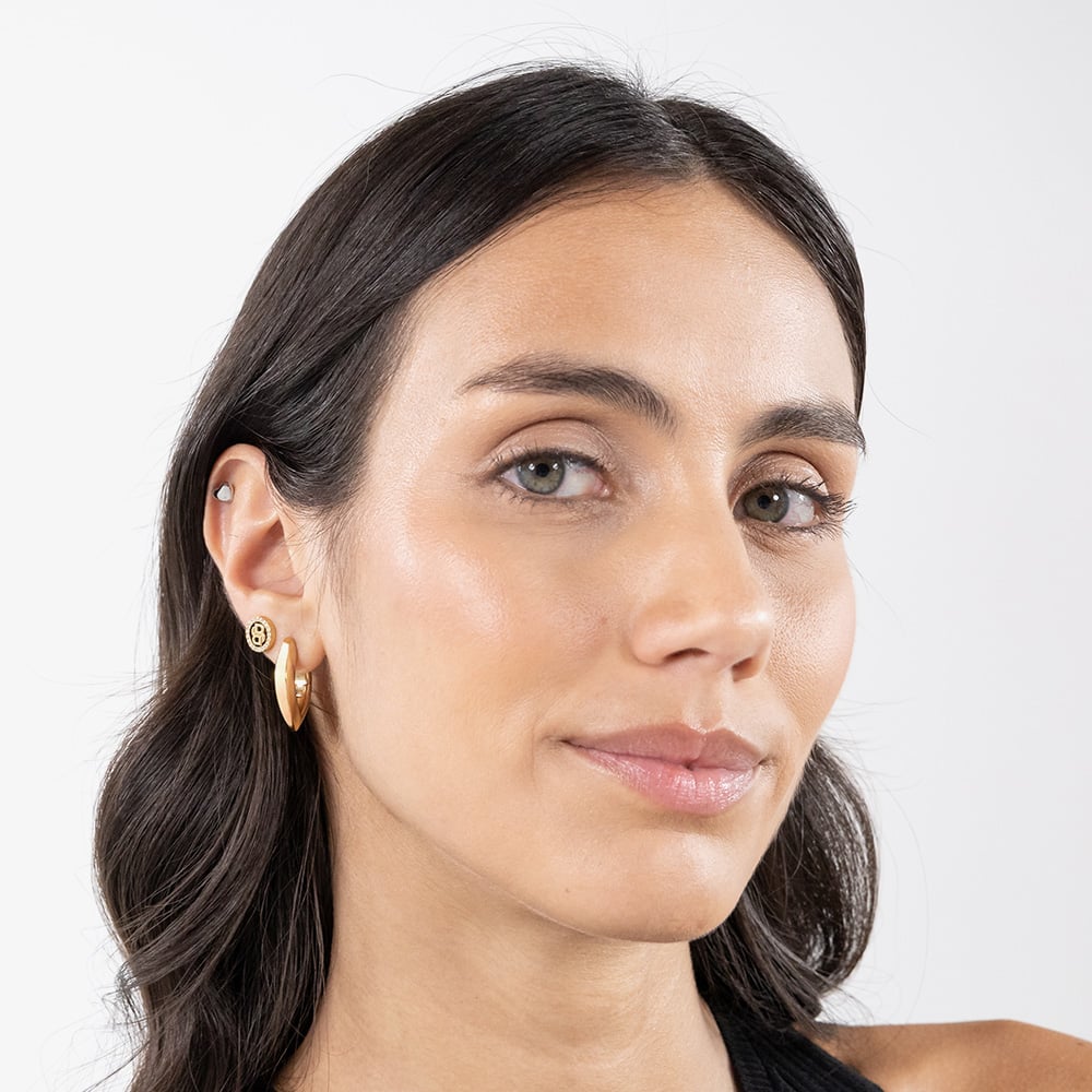 BOSS Fiora Gold Tone Oval Hoop Earrings 1580823
