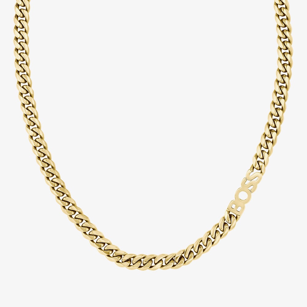 BOSS Kassy Gold Tone 8mm Logo Chain Necklace 1580770