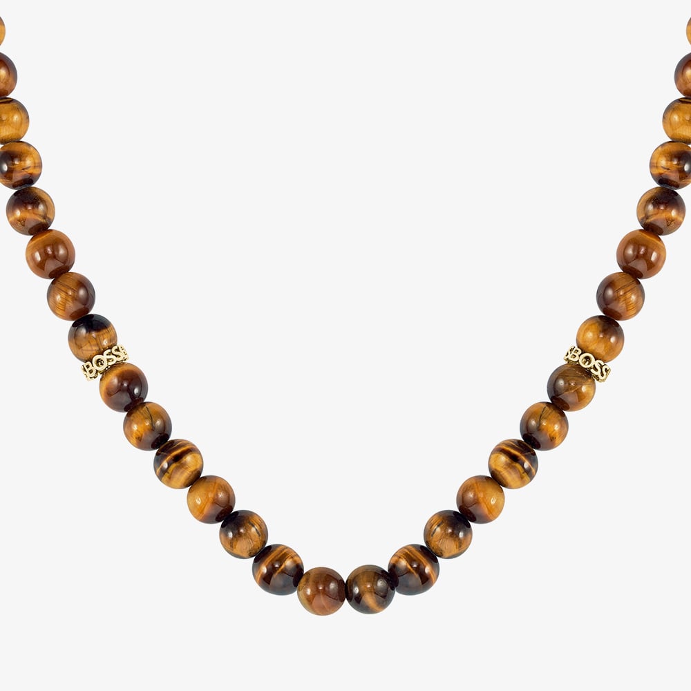 BOSS Tiger Eye Rondelles Beaded Necklace 1580663