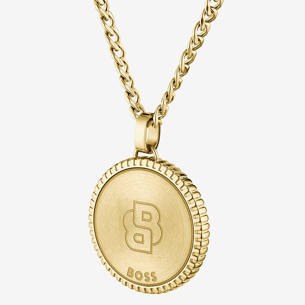 BOSS North Gold Tone Compass Pendant Necklace 1580842