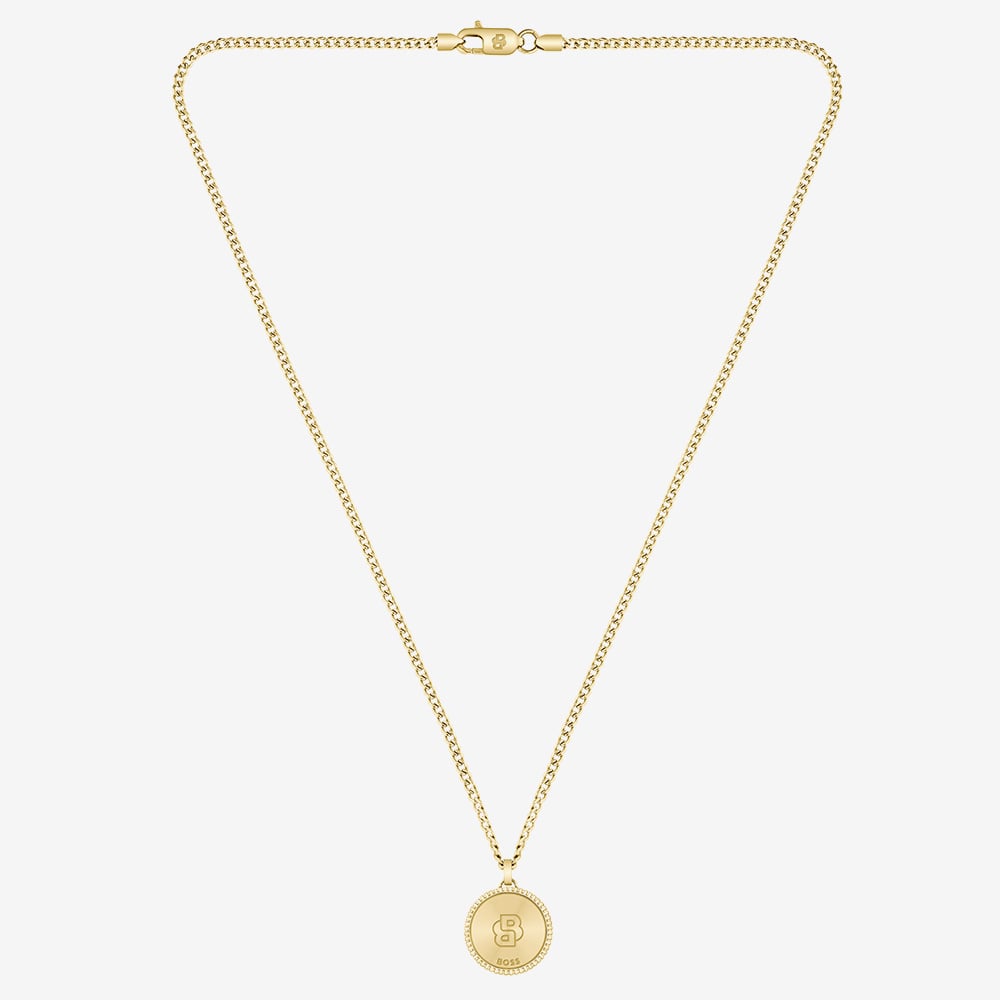 BOSS North Gold Tone Compass Pendant Necklace 1580842