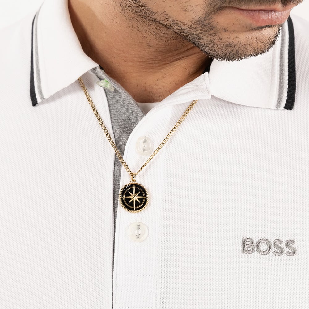 BOSS North Gold Tone Compass Pendant Necklace 1580842