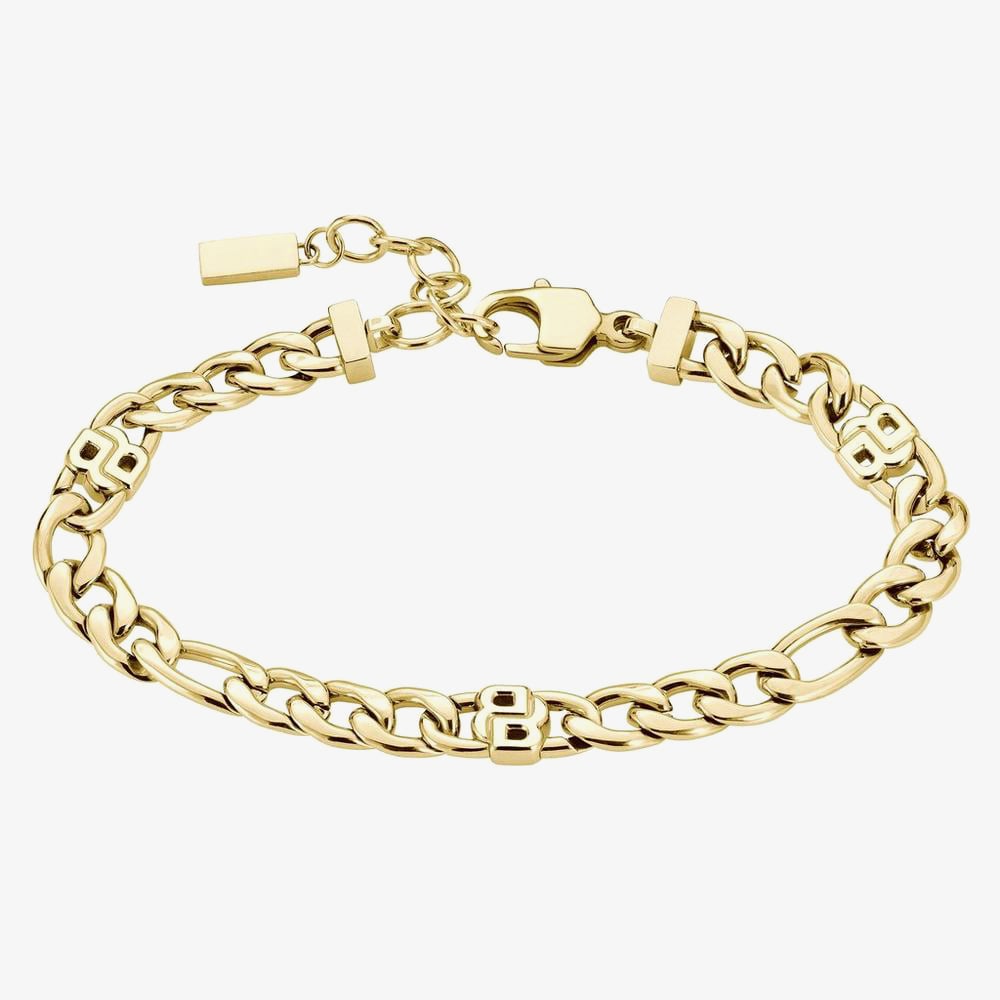 BOSS Gold Tone Double B Figaro Bracelet 1580635