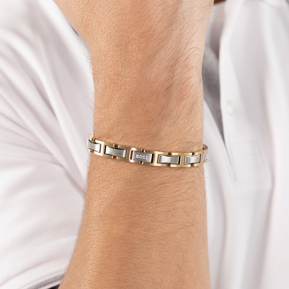 BOSS Nolan Two Tone Stainless Steel Linked Chain Bracelet 1580793