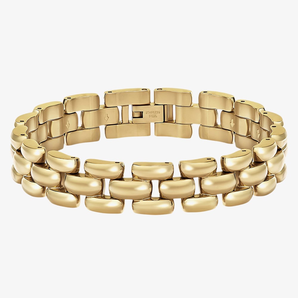 BOSS Violet Yellow Gold Tone Plated Stainless Steel Link Bracelet 1580897