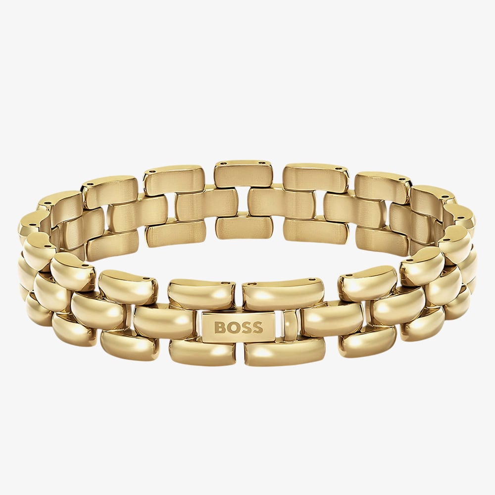 BOSS Violet Yellow Gold Tone Plated Stainless Steel Link Bracelet 1580897