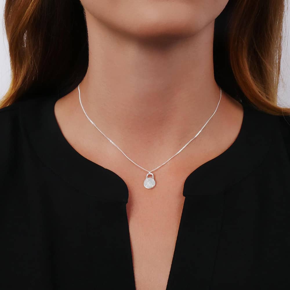 Lauren Ralph Lauren Silver Padlock Diamond Necklace 60542926-G03