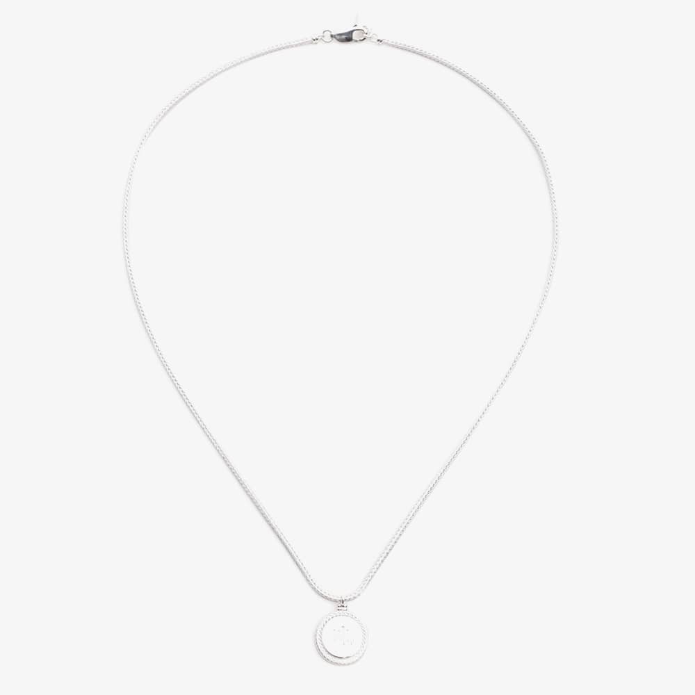 Lauren Ralph Lauren Silver 15 Inch Round Logo Pendant Necklace 14N00444
