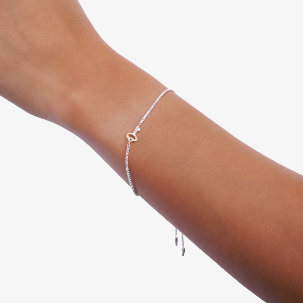 Lauren Ralph Lauren Silver Two Tone Key Toggle Bracelet 60556782-EZ6