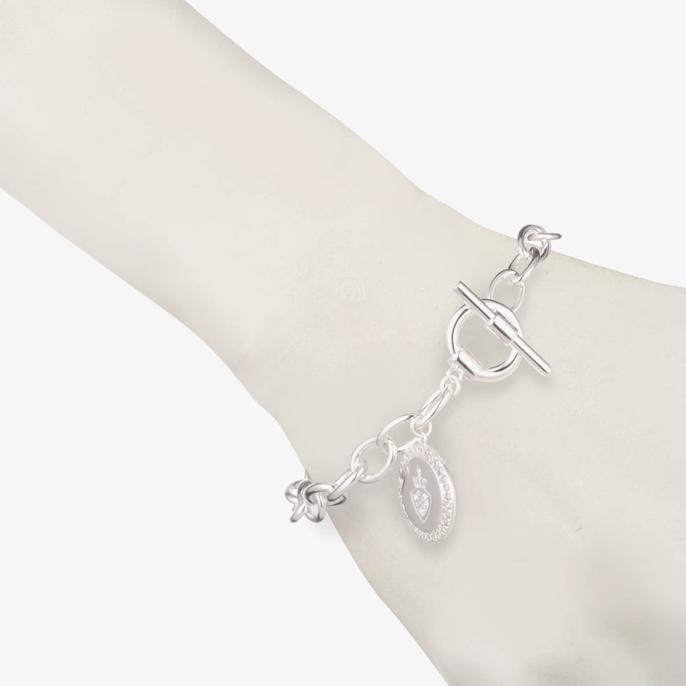 Lauren Ralph Lauren Silver Logo Shield Charm T-Bar Bracelet 14B00203