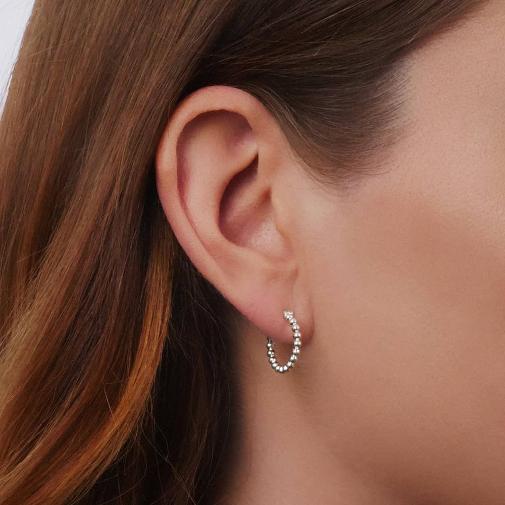 Lauren Ralph Lauren Silver Beaded Hoop Earrings 60542765-G03