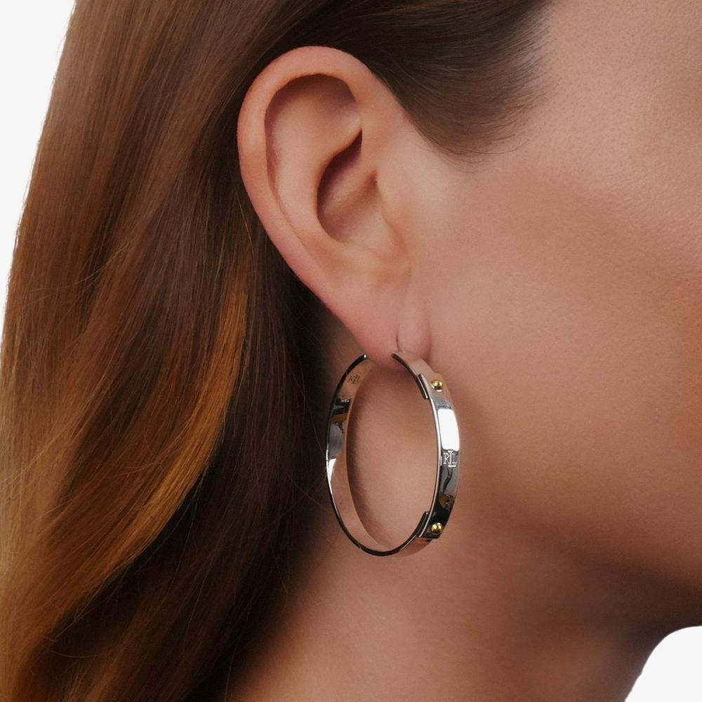 Lauren Ralph Lauren Silver Two Tone Hoop Earrings 60542847-EZ6