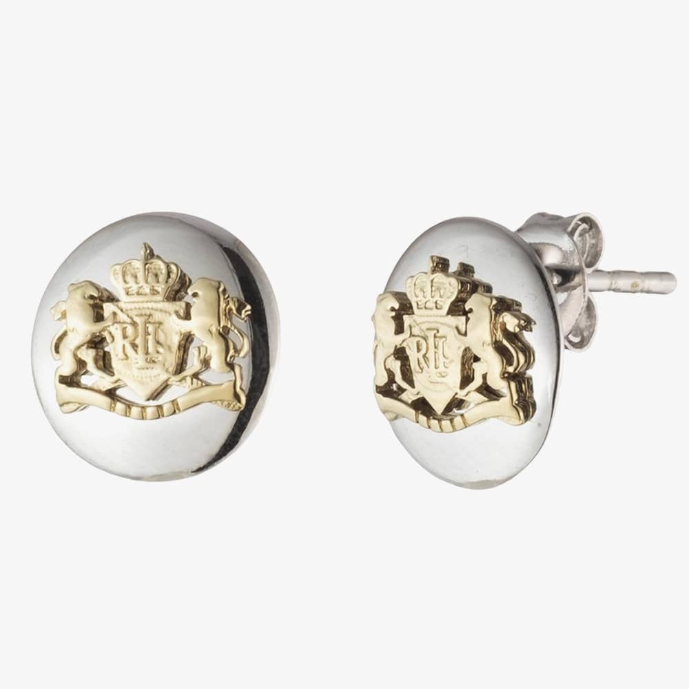 Lauren Ralph Lauren Silver Two Tone Crest Stud Earrings 60542913-EZ6