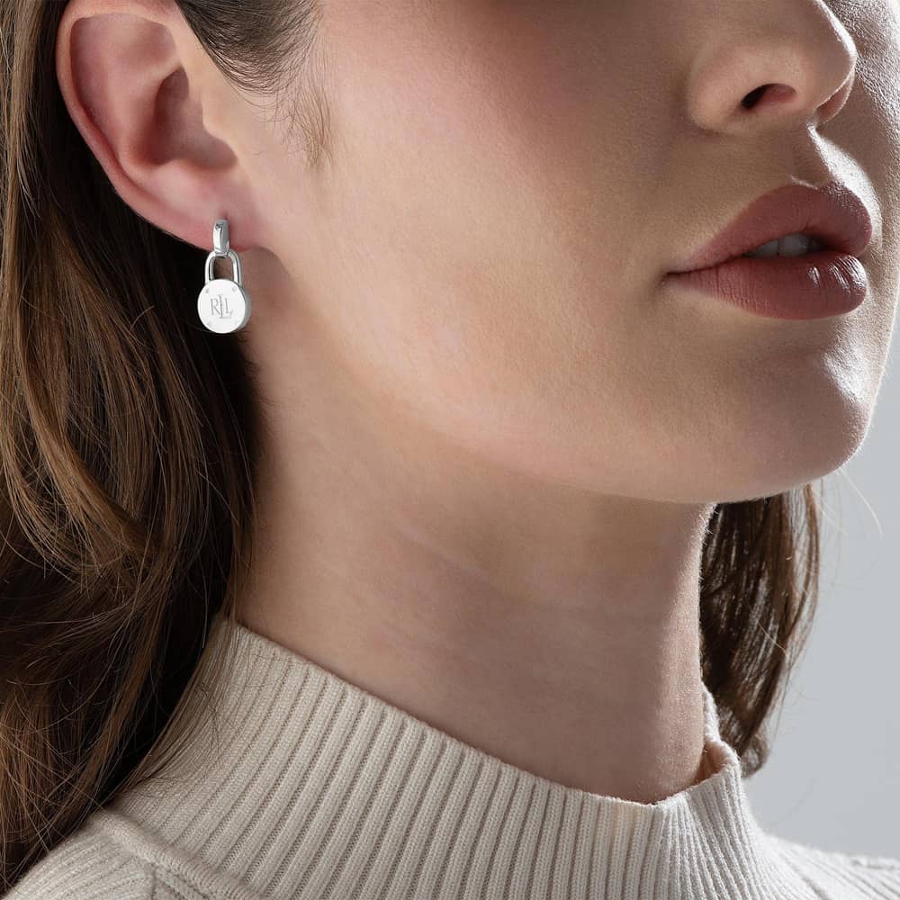 Lauren Ralph Lauren Silver Padlock Dropper Earrings 60545295-G03