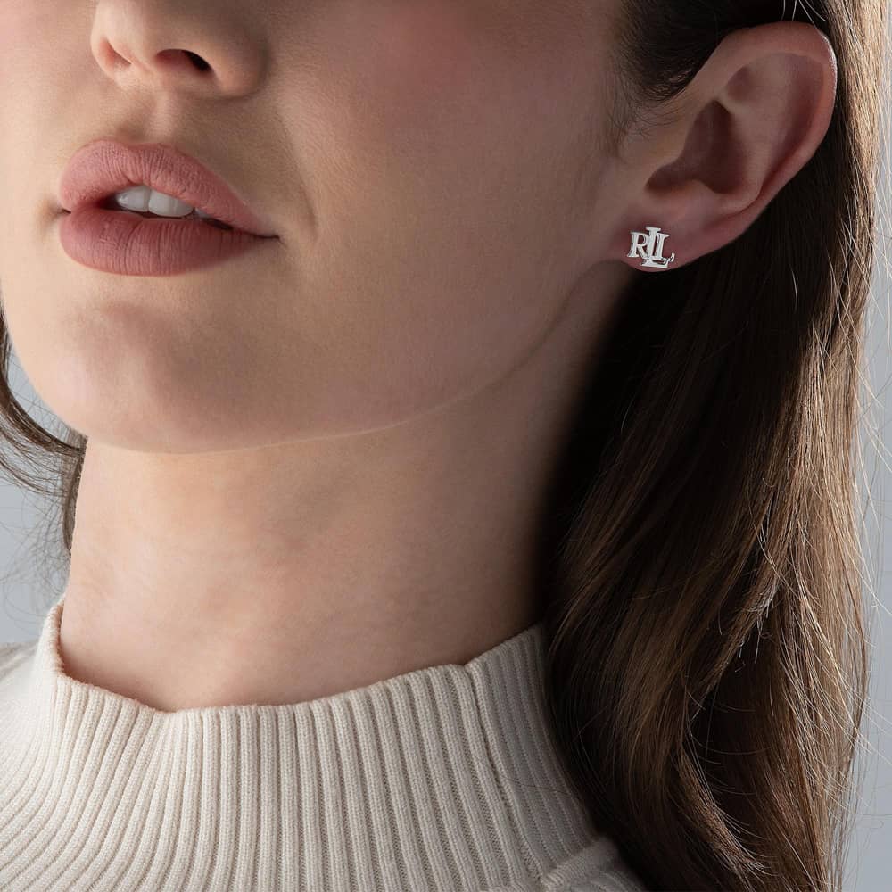 Lauren Ralph Lauren Silver Plain Logo Stud Earrings 60556780-G03
