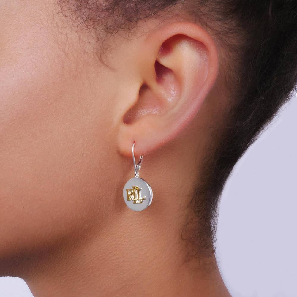 Lauren Ralph Lauren Silver Two Tone Disc Dropper Earrings 60556795-EZ6