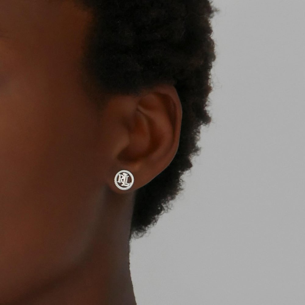 Lauren Ralph Lauren Silver Rope Logo Open Disc Stud Earrings 60567145-G03