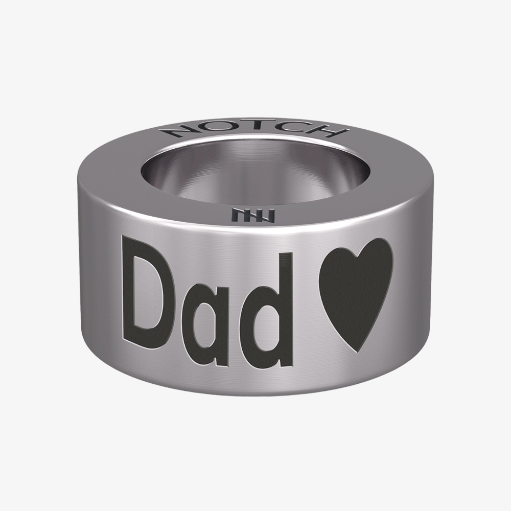 Product photograph of Notch Family Dad Heart Silver Charm 00006-ss from The Jewel Hut
