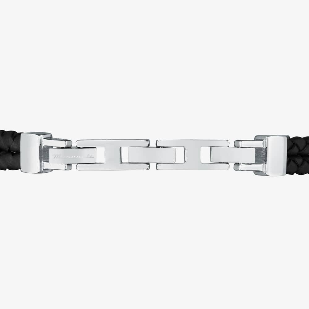 Maserati Stainless Steel and Black Double Braided Rope Bracelet JM422AVE11